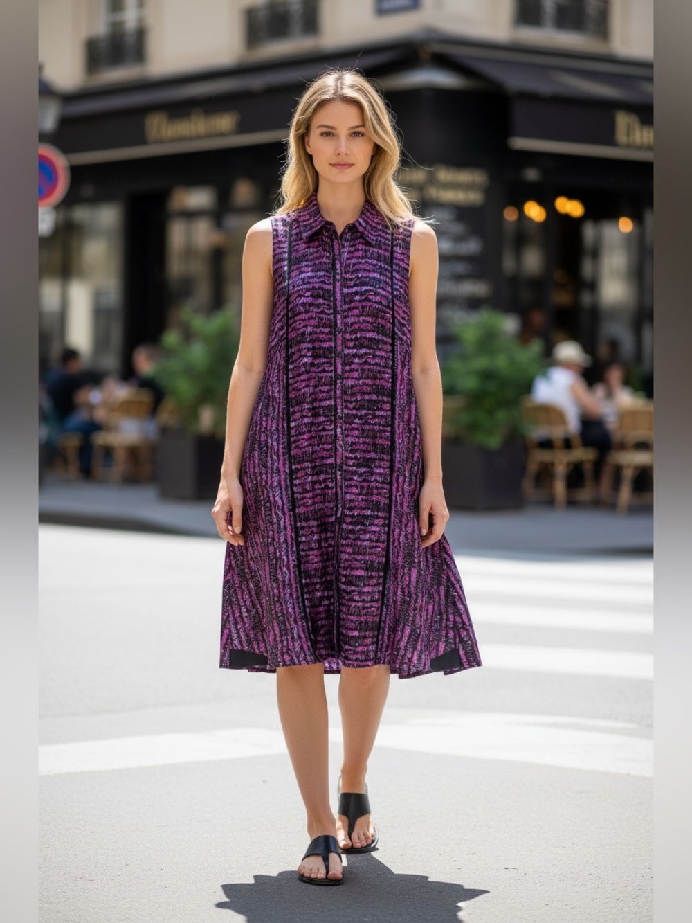 Proenza Schouler Silk Dress With Pleats Purple/Black Sz M